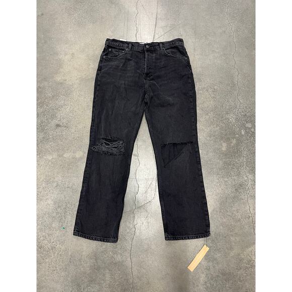 Reformation Jeans 31 Womens Black Cynthia Stretch High Rise Button Fly NEW - Picture 1 of 7